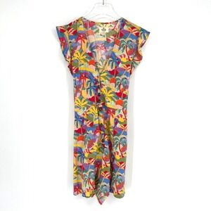 Marine Layer Romper Womens L Palm Tree Tropical Colorful Rainbow Camila Vacation